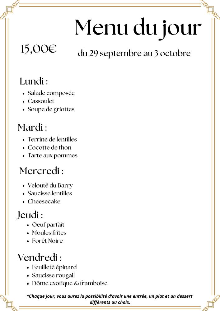 Menu du jour